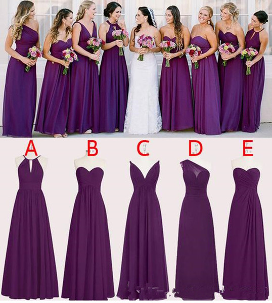 Perfect Chiffon Purple Bridesmaid Dresses 2017 Floor Length A Line Long Wedding Bridesmaid Dresses Custom Made Sleeveless