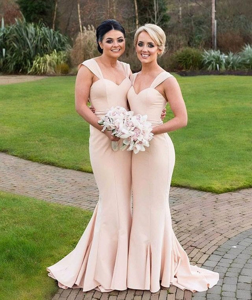 Custom Made Mermaid Bridesmaid Dresses Sweetheart Sleeveless Zipper Sweep Train Chiffon Spaghetti Sexy Wedding Party Gowns