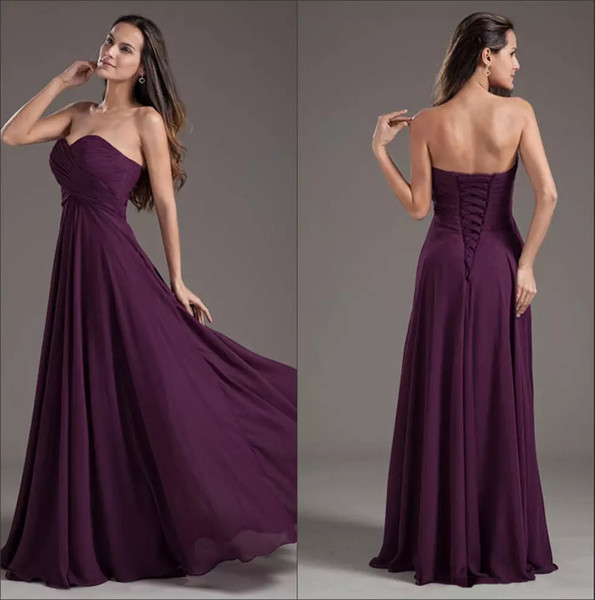 New Purple Chiffon Long Bridesmaid Dresses with Lace Up Off the Shoulder Floor Length Formal Wedding Guest Dress vestidos dama de honor