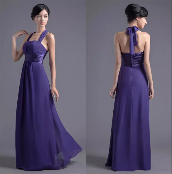 Mingli Tengda Sexy Halter Chiffon Long Bridesmaid Dresses Elegant A-Line Floor Length Formal Wedding Guest Dresses robe demoiselle d'honneur