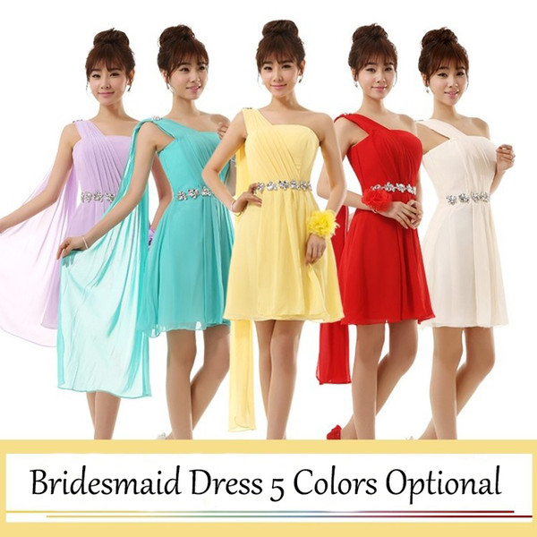 Cheap Elegant Bridesmaid Dresses Simple One Shoulder Dress for Wedding Party for Women robe demoiselle d'honneur Mingli Tengda