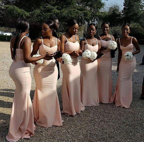 New Arrival South African Backless Bridesmaid Dresses For Summer Weddings Mermaid Spaghetti Straps Maid Of Honor Gowns Cheap Plus Size