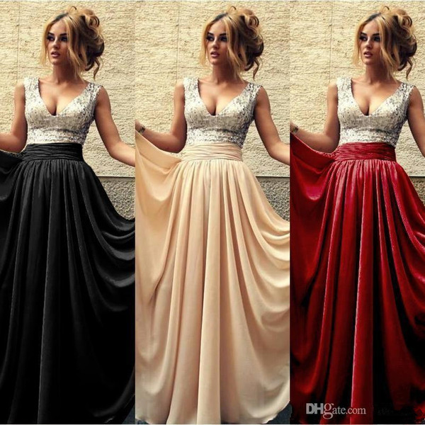 Burgundy Black Pink Champagne Sequins Bridesmaid Dresses Long 2016 Cheap V Neck A Line Evening Gowns 2017 Arabic Prom Dresses