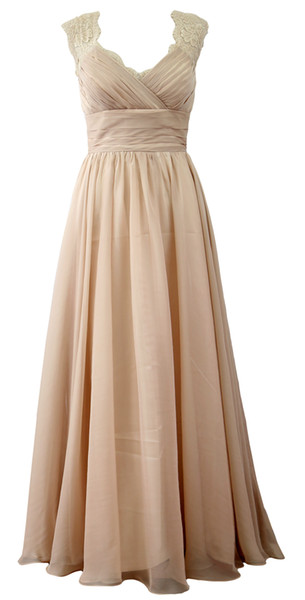MACloth Women Vintage Long Floor Lenght Maxi Lace Wedding Party Bridesmaid Dress Formal Evening Gown 160260