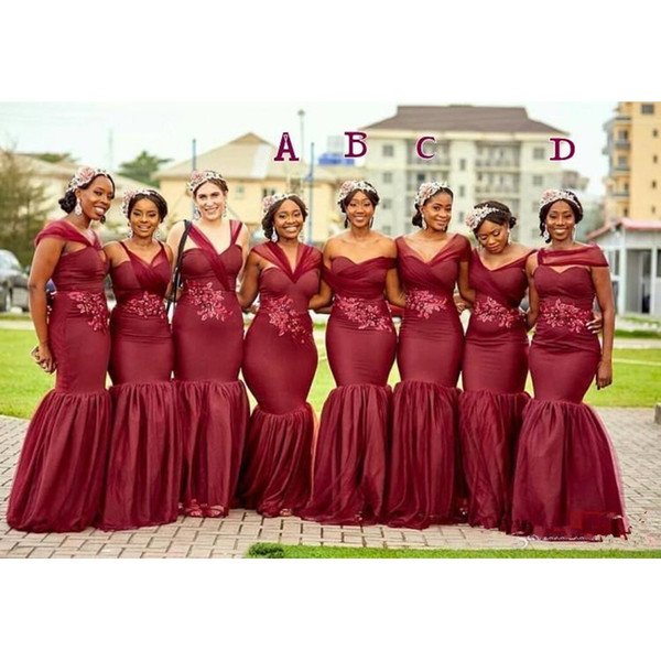 African long Mermaid Bridesmaid Dresses New Sweetheart Floor Length Long Formal Wedding Gowns Party Dress Custom Made