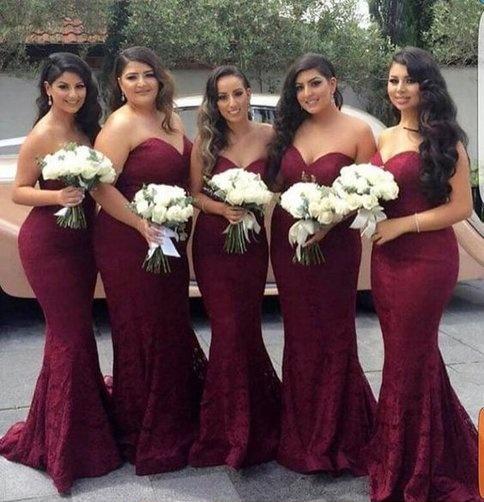 Plus Size Long Mermaid Bridesmaid Dresses New Sleeveless Floor Length Lace Sweetheart Formal Evening Dress Party Gowns