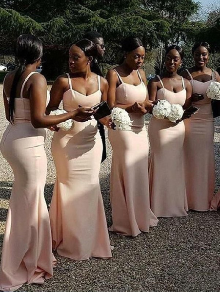 African Black Girl Mermaid Bridesmaid Dresses New Spaghetti Sleeveless Long Floor Length Wedding Gowns Party Dress Custom Made