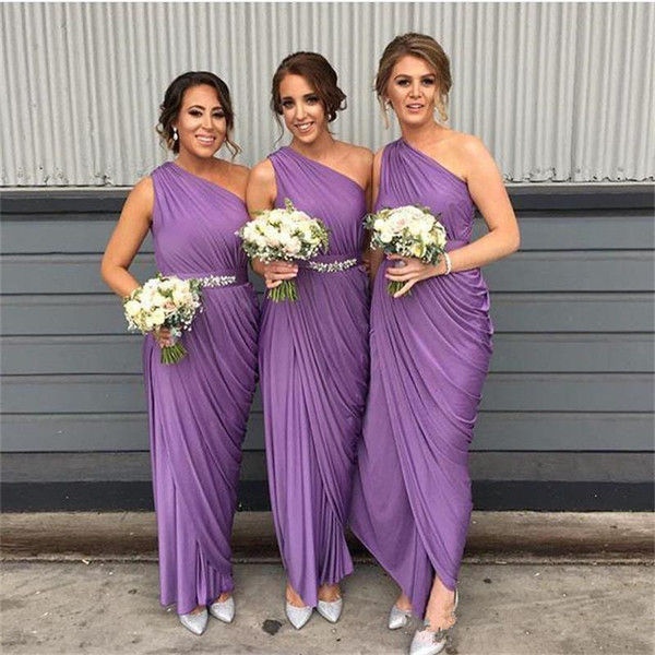 Simple One Shoulder Mermaid Bridesmaid Dresses New Pleats Sash Floor Length Formal Wedding Gowns Bridesmaid Party Dress