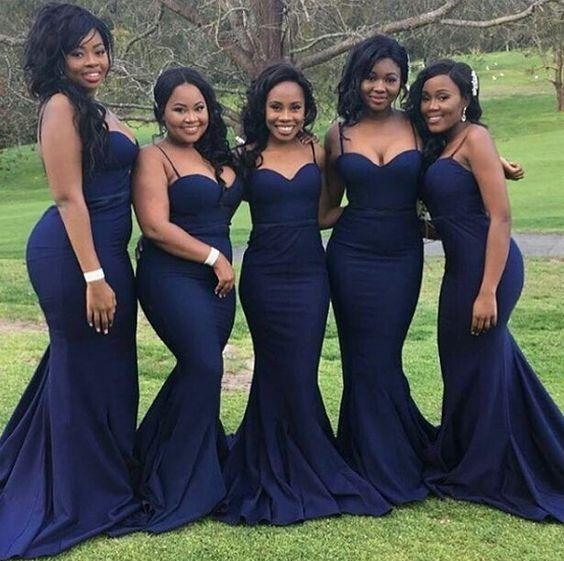 Spaghetti Navy Blue Long Mermaid Prom Dresses New Sleeveless Floor Length Sweetheart Formal Evening Dress Party Gowns