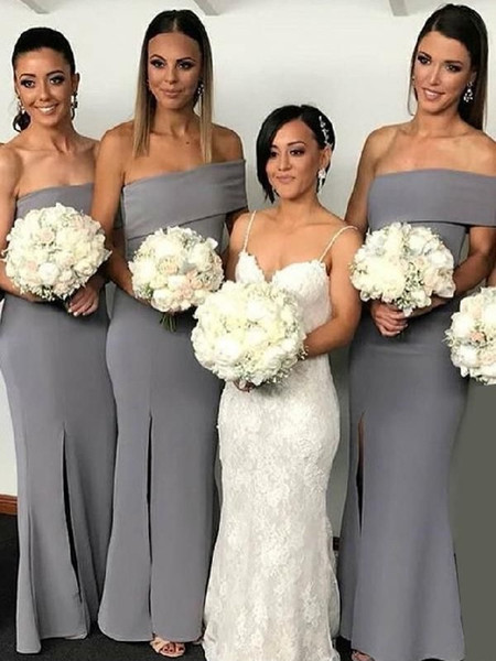 One Shoulder Long Mermaid Bridesmaid Dresses New Sleeveless Split Side Floor Length Formal Wedding Party Dresses Wedding Gowns