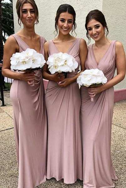 Sexy Long Mermaid Bridesmaid Dresses New Sleeveless Floor Length V Neck Ruffles Wedding Guest Dress Party Gowns Custom Made