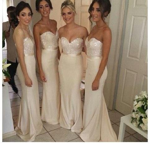 Sparkly Sequined Mermaid Long Bridesmaid Dresses New Sleeveless Sweetheart Floor Length Formal Wedding Gowns Bridesmaid Dress