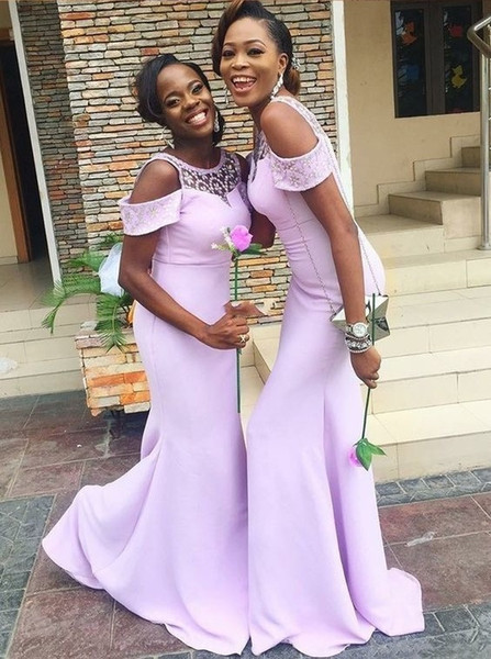 African Off The Shoulder Mermaid Bridesmaids Dresses New Scoop Neck Floor Length Beading Formal Wedding Gowns Bridesmaid Dress