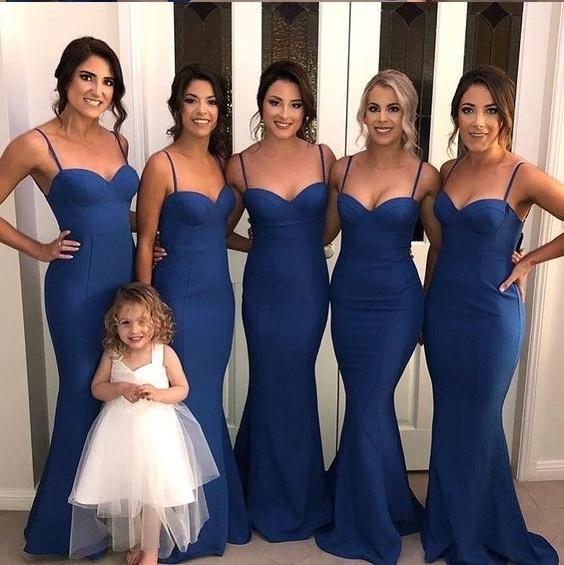 Sexy Spaghetti Mermaid Long Bridesmaids Dresses New Sleeveless Floor Length Zipper Wedding Gowns Bridesmaid Dress