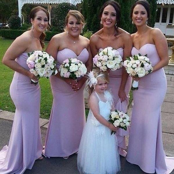 Simple Long Mermaid Bridesmaid Dresses New Sweetheart Floor Length Sleeveless Ruffles Wedding Dress Bridesmaid Dress Custom Made