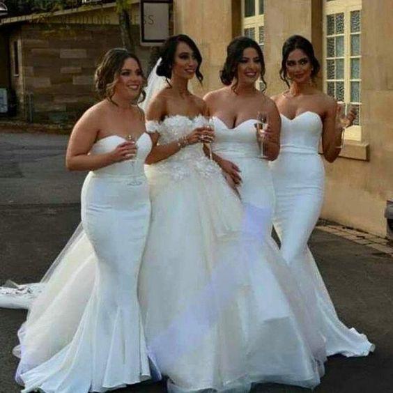 Simple White Mermaid Long Bridesmaids Dresses New Sweetheart Floor Length Floor Length Formal Dress Wedding Gowns Bridesmaid Dress