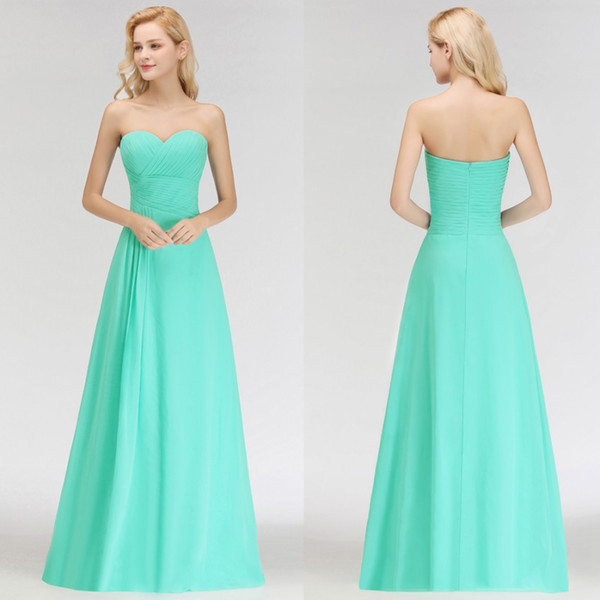 Babyonline Designed Simple Chiffon Bridesmaids Dresses Cheap Summer Pleats Strapless Backless Long Maid of Honor Gowns Custom Made BM0051