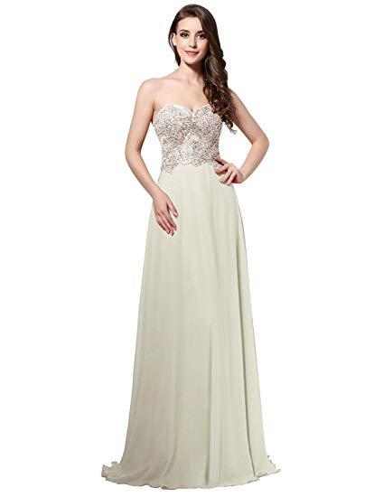 Clearbridal Sweetheart Long A Line Prom Dresses Chiffon Bridesmaid Wedding Gowns LX214