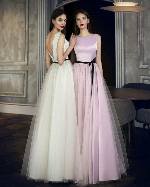Draping cutting Cheap Long Bridesmaid Dresses New Design A-lineVelvet waist belt Formal Evening Gowns for women