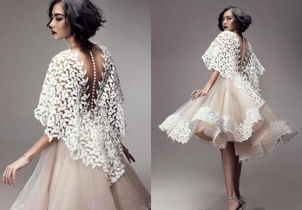 High quality Ball gown A-line Short Bridesmaid Dresses Lace and tulle Women prom Paerty gowns