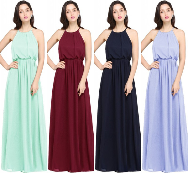 2017 Designer in stock Cheap Bridesmaid Dresses Mint Green Chiffon Long Bridesmaid Dress Vestidos Formal Prom Party Gowns CPS618