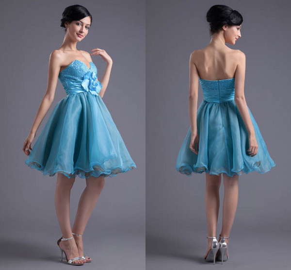 Beads Best Organza Cheap Short Bridesmaid Dresses Sweetheart Handmade Flower Formal Maid of Honor Dresses Wedding Guest Gowns ZPT001