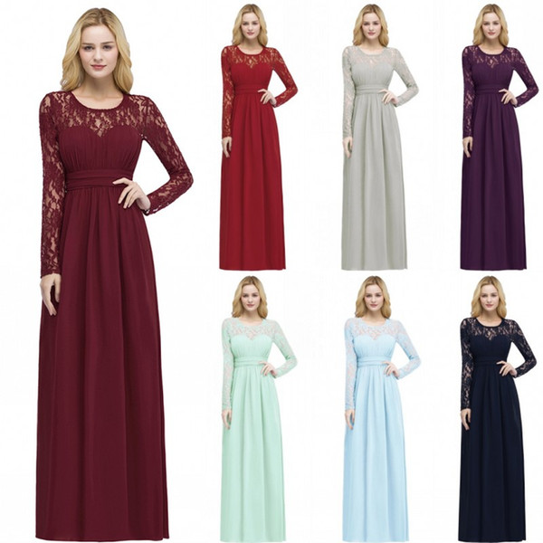Under $40 Cheap Designer Bridesmaids Dresses Long Sleeves Lace Chiffon Beach Boho Wedding Guest Dress Mother Dress CPS867