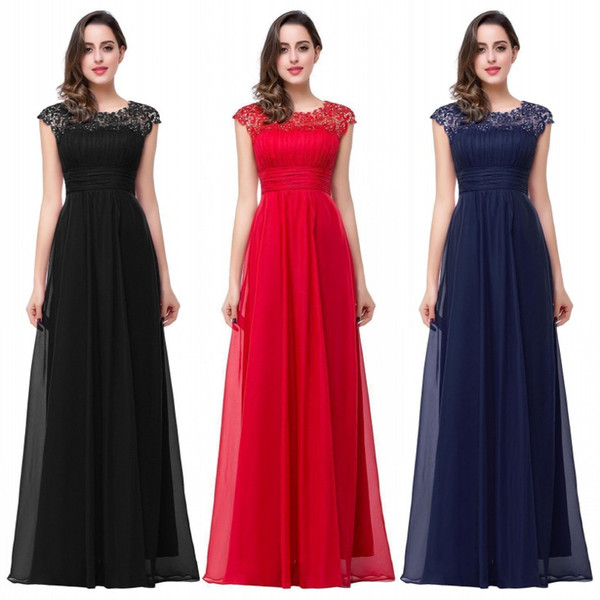 Cheap New Sheer Jewel Neck Prom Dresses A Line Cap Sleeves Long Chiffon Evening Gowns Appliqued Bridesmaid Dresses for Party BZP0820