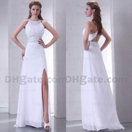 Good Design Split Strapless Halter Chiffon Full Length Long Bridesmaid Dress With Open Back BD031