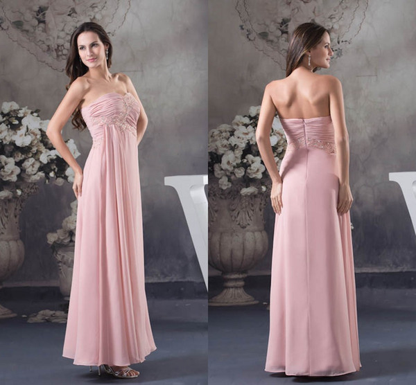Sweetheart Cheap Draped Actual Pictures Beads Bridesmaid Dresses Pink Floor Length Maid of Honor Dresses Wedding Guest Gowns WD4-588