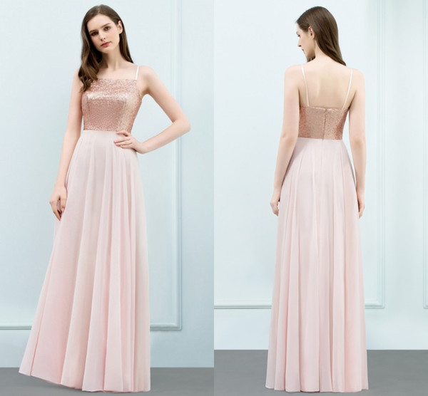 Cheap Under $50 Rose Gold Bridesmaid Dresses 2019 Real Image A Line Backless Chiffon Maid of Honor Gowns CPS768