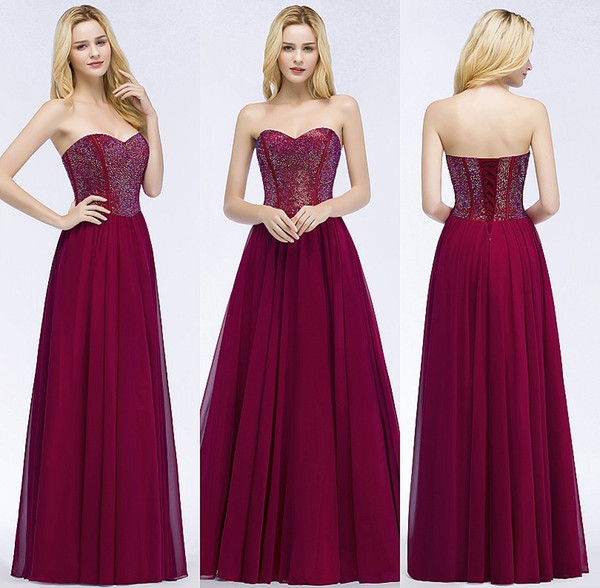 Sweetheart Sequined Bridesmaid Dresses Beaded Strapless A Line Elegant Evening Party Gowns Formal Prom Dress Sweep Train CPS883
