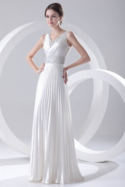 White Beads Sash Pleats Chiffon Cheap Long A Line Bridesmaid Dresses Formal Maid of Honor Dresses Wedding Guest Gowns ZPT224