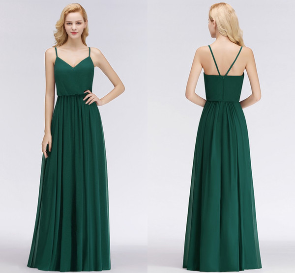 Real Image New Designer Emerald Green Cheap Bridesmaid Dresses Spaghetti Straps Floor Length Custom Size Wedding Party Gowns BM0032