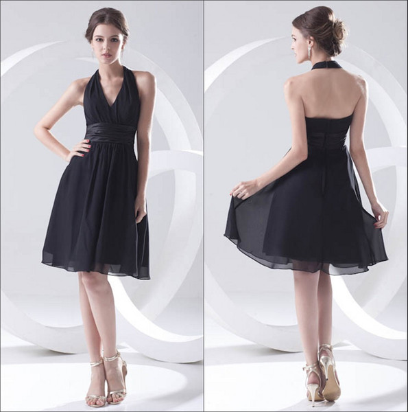 V Neck Chiffon Short Bridesmaid Dresses Ruched Backless Knee Length Formal Wedding Guest Maid Of Honor Cocktail Dresses ZPT214