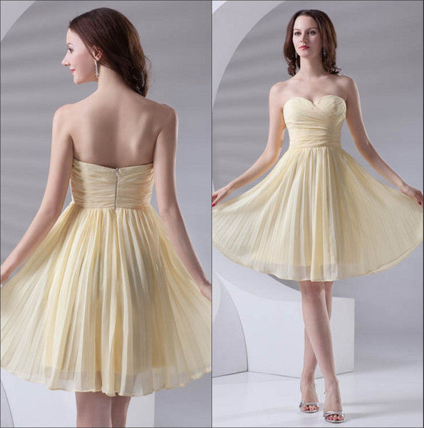 Sweetheart Chiffon Short Bridesmaid Dresses Pleated Knee Length Formal Wedding Guest Maid Of Honor A Line Cocktail Dresses ZPT408
