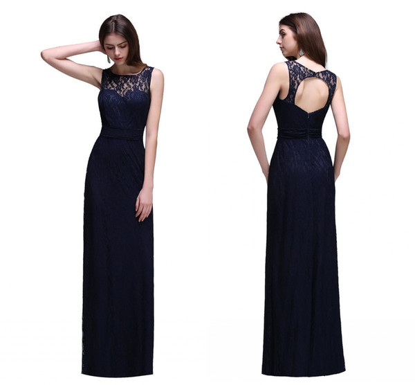 2018 New Dark Navy High End Bridesmaid Dresses Beach Maid of Honor Gowns Keyhole Back A Line Dresses Under $50 In Stock CPS539