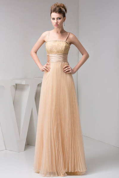 Champagne Spaghetti Strap Chiffon Cheap Long A Line Bridesmaid Dresses Zipper Back Formal Maid of Honor Dresses Wedding Guest Gowns WD4-1211