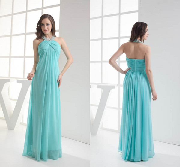 New Halter Neck Sexy Cheap Actual Pictures Chiffon Bridesmaid Dresses Floor Length Maid of Honor Dresses Wedding Guest Gowns WD4-006