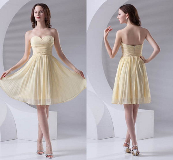 Yellow Simple Cheap Cheap Short A Line Bridesmaid Dresses Chiffon Sweetheart Formal Maid of Honor Dresses Wedding Guest Gowns ZPT408