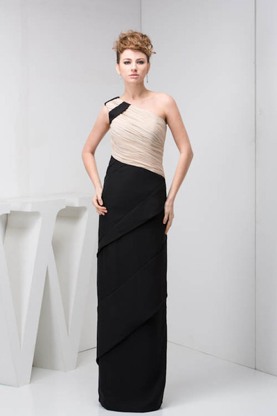 Black Champagne Chiffon Cheap Long Sheath Bridesmaid Dresses Zipper Back Formal Maid of Honor Dresses Wedding Guest Gowns WD4-1059