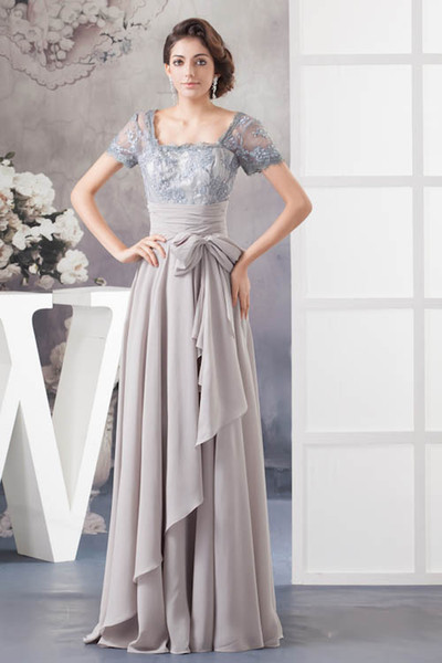 Lace Gray Chiffon Cheap Long A Line Bridesmaid Dresses Backless Pleats Formal Maid of Honor Dresses Wedding Guest Gowns WD4-1035