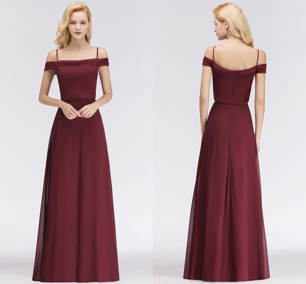 Real Picture Cheapest Formal Bridesmaid Dresses Special Designer Burgundy Chiffon A Line Maid Of Honor Gowns Floor Length BM0036