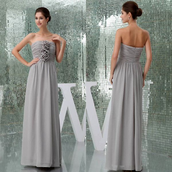 Real Image New Chiffon Long Bridesmaid Dresses Floor Length Plus Size Maid of Honor Formal Gowns WD5-055