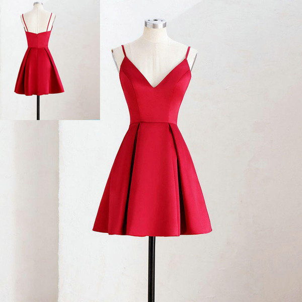 Fashion Navy Burgundy Bridesmaid Dresses Satin High Low V-Neck Simple Maid Of Honor Dress Evening Party Gowns Formal Prom Dress 365