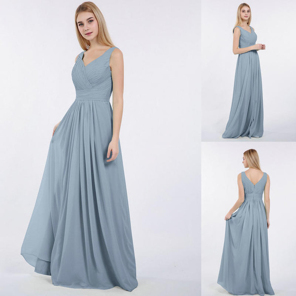 Sexy Long Gold Bridesmaid Dresses Deep V Neck Empire Split Side Floor Length Champagne Beach Boho Wedding Guest Dresses 482