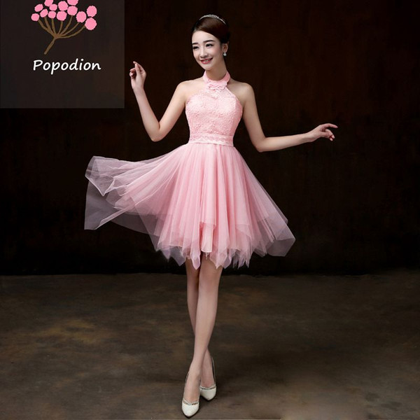 Popodion bridesmaid gown pink bridesmaid dresses short dress for wedding guests sister party formal dress prom dresses dhROM80007