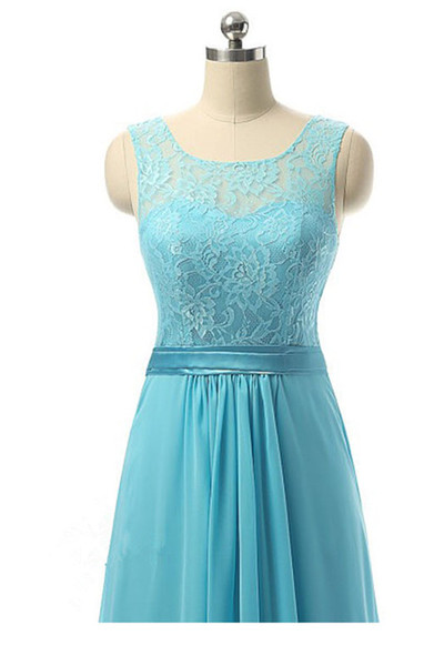 The New Blue Shoulders Lace Host Costumes Bridesmaid Dresses Long Chiffon Formal Evening Cocktail Party Prom Dress Wedding Dress Gown Ball