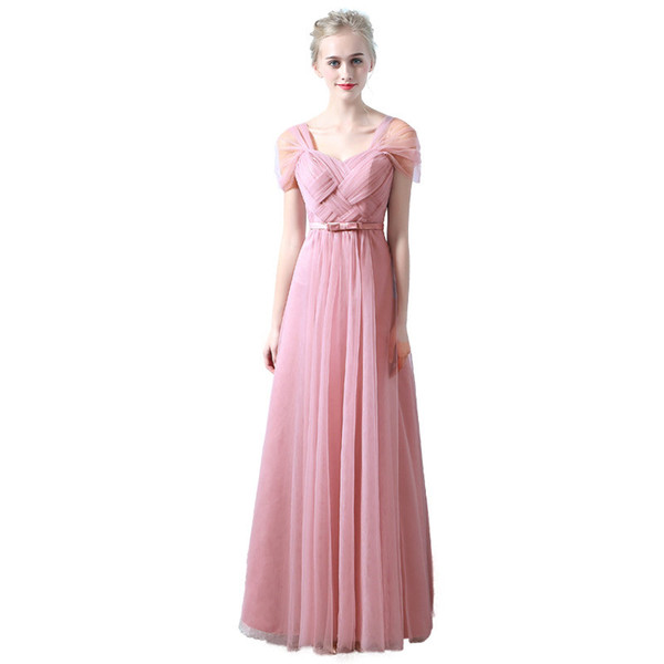 New Arrival Pink Organza Bridesmaid Dresses Custom A Line Lace Up Beads Junior Bridesmaid Dress With Belt Bow Evening Prom Gowns