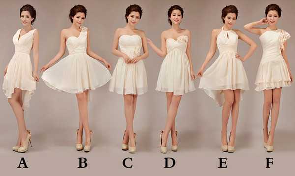 Short Chiffon Junior Bridesmaid Dresses Lace Up New Light Champagne Ball Gown Bridesmaid Dresses Mixed Order